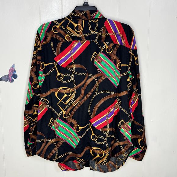 Ralph Lauren Horsebit Printed Button Down Western Shirt Size 1X Ranch Cowgirl - Picture 4 of 10